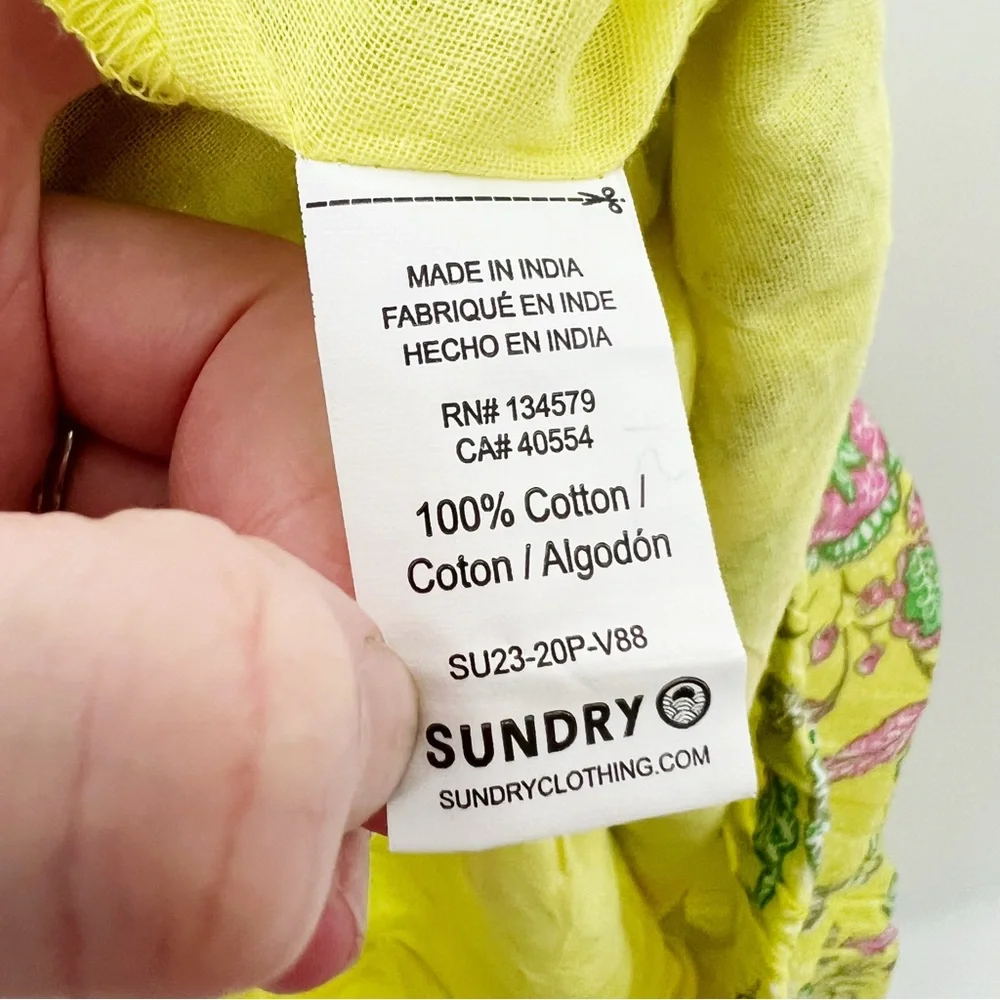 Sundry Floral Yellow Multi Color Printed Shorts Flowy Size Medium Cotton